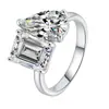Joyería de Moda Estilo Old Money Transfronteriza Anillo de Plata de Ley S925 para Mujer con Doble Piedra Simulada Anillo de Moissanita de Alta Gama Venta al por Mayor