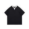 Beijie marca de moda americana masculina 2025 verão novo 300g gola contrastante falso dois manga curta camiseta masculina