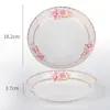 Fucai Estoque Novo Conjunto de Tigela e Prato de Porcelana Óssea Flor de Phnom Penh Presente de Ano Novo Chinês Tigela de Borda Prato de Arroz Prato de Borda Encaixada Prato Retangular para Peixe