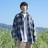 Nova Jaqueta Camisa Xadrez Grande Tamanho Tendência Outono 2025 Manga Longa Jaqueta Camisa Masculina Primavera Jaqueta de Manga Longa Texturizada em Camadas