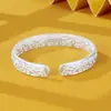 Pé Prata 9999 Novo Estilo Chinês Vintage Flor Borboleta Traçada a Ouro Pulseira Aberta de Seda Moda Pulseira Feminina Versátil