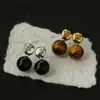 Pendientes de plata 925 con diseño de nicho, de ágata negra y ojo de tigre, para mujer, a la moda, con diseño retro geométrico y combinables.