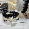 Faixa de cabelo nova de renda organza estilo Xiaoxiang primavera e verão laço de renda pérola strass temperamento faixa de cabeça feminina
