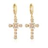 Aogu Moda Europea y Americana Baño de Cobre Oro de 18K Zircón Aretes Geométricos para Mujer Ins Nicho Aretes Personalizados Suministro Transfronterizo