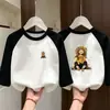 Camiseta Térmica de Forro Polar para Niñas 2026 Otoño/Invierno Nuevo Estilo Estilo Coreano Parche de Dibujos Animados Manga Larga para Niños Medianos y Grandes Top para Niñas