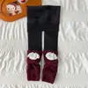 Leggings Novos para Meninas com Forro de Fleece para Outono e Inverno, Roupa Externa, Meias-Calças de Fleece Grossas Inteiriças com Desenhos Animados, Calças Longas Quentes Infantis de Retalhos
