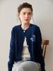 Nuevo Cardigan de Cachemira con Cuello Redondo para Otoño e Invierno 2025 para Mujer, Chaqueta Suéter Tejida Jacquard Color Arándano, Suéter Exterior Holgado