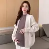 Camiseta Camada Base Maternidade Jq Jingqi para Primavera e Outono, Blusa de Manga Longa com Caimento Solto para Gravidez, Camisa Térmica de Camada Interna para Mulheres