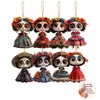 Figura de Gato Catrina Acrílica Plana Mexicana Ornamento Estilo 2D82D Único Acrílico Plano Design Simples
