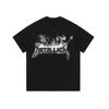 Marca de Moda Masculina Transfronteiriça Americana High Street Camiseta Estampada por Jato Direto Vintage Retrô Lavada Desgastada Regata de Gola Redonda para Homens