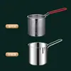 Fritadeira de Aço Inoxidável 304 Mini Multifuncional Economizadora de Combustível Escorredor Panela Profunda Frango Frito Batatas Fritas Fritadeira Pequena Doméstica