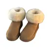 Primer Encuentro Temporada Botas de Nieve de Cuero y Piel Integradas de Caña Media con Suela Gruesa para Mujer Estilo Nuevo 2026 Invierno Acolchado Plus Antideslizante Zapatos de Algodón