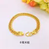 Pulsera de Hombre con Hebilla de Carácter Fu 'Boss' 8N10N12N15N Chapada en Oro Pulsera Plana Doble Hebilla Dominante Suministro por Lote