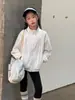 Roupa de Proteção Solar de Gola Alta para Verão, Roupa de Manga Longa com Sensação de Gelo, Novo Design Soltinho, Top Simples, Roupa de Proteção Solar Infantil para Mulheres