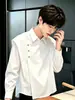 Tacto suave / Verano 2025 Camisa de Manga Corta Retro Versátil Holgada para Hombre Blanco Negro En Stock
