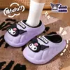 Pantuflas de algodón de invierno para niños Sanrio, unisex, cálidas y forradas de felpa, impermeables, con diseño de Kuromi, estilo bebé con talón cerrado