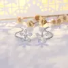 Brincos de Prata 925 com Pino e Design de Flor de Zircônia, Brincos de Fio Versáteis com Franja de Luxo Leve, Brincos Longos Doces de Flor de Cristal para Mulheres