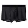Nova cueca boxer masculina sem costura, respirável, perfurada, de seda gelada, com propriedades antibacterianas de Cordyceps 10A, cintura média, tamanho grande