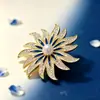Broche de Girasol Esmaltado Retro con Pedrería Perlas Artificiales Esmalte de Goteo Pin para Traje Abrigo Accesorios de Ramillete de Lujo Ligero