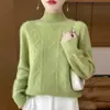 Suéter de punto de cachemira transfronterizo para mujer, nuevo estilo otoño e invierno 2026, cuello semi-alto, top de capa base engrosado, corte holgado