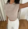 Comércio Exterior Transfronteiriço Cores Sólidas Tricô Colete Feminino Primavera e Outono Novo Estilo Fashionable Camada Sem Mangas Suéter Colete Roupas Femininas Top