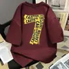 Camiseta de Algodão Puro Pesado Manga Curta Estilo Jovem Hong Kong Caimento Solto Fresca para o Verão Tendência Ins Versátil Casual Estilo High Street Americano
