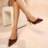 2025 Novo Estilo de Verão Baotou Costas Vazadas Salto Agulha Laço Elegante Salto Alto Venda Direta da Fábrica Comércio Exterior Transfronteiriço Sapatos Femininos