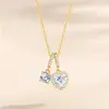 Collar Tichia Real Shot Corazón a Corazón para Mujer Plata de Ley S925 Diseño Único Moda Circonita Corazón Cadena para Clavícula