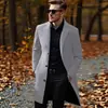 Estação de primavera e outono, estilo de comércio exterior, estilo europeu e americano, jaqueta trench coat masculina leve, simples, moderna e elegante, de comprimento médio