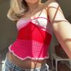 AliExpress Spice Girl Estilo Europeu e Americano Verão Sem Alças com Amarração no Pescoço Ajustado ao Corpo Sexy Costas Nuas Tricô Color Block Top para Mulheres
