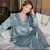 Internet Celebridade Novo Estilo Pijama Feminino Veludo Dourado Estilo Coreano Renda Bonito Coração Feminino Roupas Domésticas Terno Feminino Transmissão ao Vivo