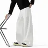 Calça de Terno Pequena Personalizada/Texturizada Fluida para Homens e Mulheres, Reta Solta Versátil Branca Relaxada Charme Malandro Emagrecimento Calça Longa