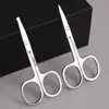 Tijeras para recortar cejas, recortador de vello de nariz y cejas, de acero inoxidable, para belleza, maquillaje de pestañas, pequeñas tijeras, artefacto especial para recortar cejas.