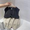 Traje Chaleco para Niños 2025 Verano Nuevo Estilo de Nicho Holgado para Bebé Niña Traje de Dos Piezas para Niños Verano