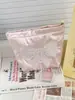 Bolsa de Cosméticos con Lazo Perlado Rosa Transfronterizo Linda Femenina Alta Calidad Gran Capacidad Bordada Satén de Seda Bolsa de Almacenamiento