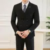 Otoño 2026 Nuevo Traje de Tres Piezas para Hombre Ajustado de Doble Botonadura Boda Tallas Grandes Conjunto de Ropa Formal Hombre