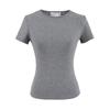 Playera de Manga Corta para Chica Caliente para Mujer 2025 Verano Nuevo Diseño de Nicho Sentido Encaje Costuras Calado Sexy Top de Cuello Redondo