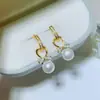Brincos Elegantes Estilo Chanel com Laço Zircônia Pérola Natural Pino S925 Celebridade da Internet Brincos de Alto Padrão Delicados Simples para Mulheres