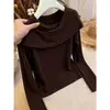 Suéter de punto único y hermoso color café, perfecto como chal o suéter, un top elegante y con estilo para mujeres en otoño
