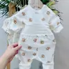Algodão Puro Classe A Roupas de Casa Quentes Absorventes de Suor para Crianças Estilo Casual Outono Manga Longa Entrepernas Bebê Algodão Puro