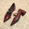Comercio Exterior Transfronterizo Zapatos Individuales Retro Moda Mary Janes Verano Nuevos Zapatos de Mujer Elegantes Versátiles Zapatos de Charol Tacón Medio Zapatos de Moda