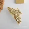 Pinza para el pelo de metal, tamaño grande coreano, accesorio para el pelo vintage de alta gama, pinza de tiburón de aleación elegante, joyería de alta gama con perlas