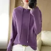 Suéter com Capuz de Manga Longa Outono Feminino Novo Chapéu Adulto Verde Cordão Tricô Suéter Fresco Transfronteiriço