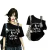 Camiseta Curta de Renda Doce Estilo Coreano com Alça de Ombro Único e Manga Curta para Mulheres, Top Versátil Bonito de Verão de Alta Qualidade