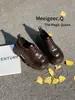 Zapatos Pequeños de Piel para Mujer Petite, Mocasines de Suela Gruesa que Aumentan la Altura, Nuevo Estilo Primavera 2026, Tacón Grueso, Zapatos de Vestir Estilo Británico