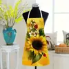 Delantal de Tela con Girasoles Estilo Ins Transfronterizo para Cocinar, Hornear y Preparación de Alimentos, Delantal con Cuello Halter Anti-Manchas Disponible para Venta al por Mayor