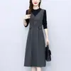 Ropa interior gruesa de dos piezas falsas combinada con un vestido, nuevo estilo otoño e invierno 2026, de longitud media, que disimula el abdomen, elegante y a la moda, talla grande para mujer