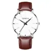 Relógio Masculino de Quartzo com Detalhe Azul Minimalista, Pulseira Ultra-Fina de Metal em Malha, Relógio de Pulso Casual para Negócios