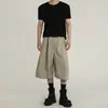 Comércio Exterior Transfronteiriço Design Retrô Americano Silhueta Calças Cropped para Homens, Shorts Casuais de Verão de Cintura Alta com Pernas Largas