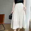 Saia Plissada Branca Estilo Fada para Mulheres 2025 Verão Nova Moda Elegante Cintura Alta Nuvem Saia Evasê